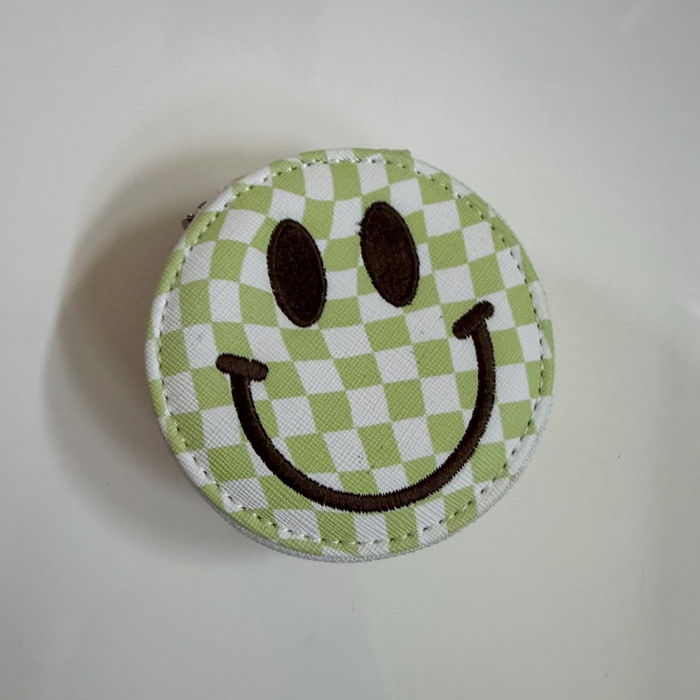 Green Checkered Smiley Face Pill/Vitamin Organizer